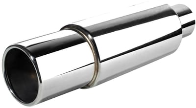 Dailygoods - Catekro Roestvrij stalen einddemper 63 mm inlaat, uitlaatdemper sportuitlaat, 2,5" inlaat 3,5" uitlaat 14,17" uitlaat resonator vervanging voor auto diesel auto's zilver