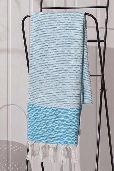 Aspendos Premium Hamamdoek - 95x175 cm - 340 gram - 100% Katoen - Lichte en Sneldrogende Stranddoek, aqua