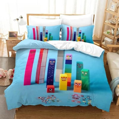 Cartoon Getallenblokken Beddengoed Set Dekbedovertrek Bedset Dekbedovertrek Kussensloop Dekbed King Queen Size Jongens Volwassenen 70x133cm