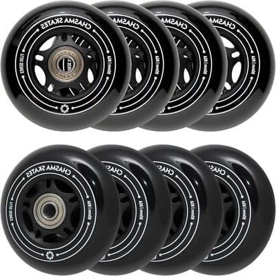 Inline Skate Wielen - Skeelerwielen Vervanging - Buiten Skaten - Met ABEC-9 Lagers - 80 mm 8 stuks - Zwart