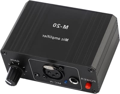 Microfoonvoorversterker - Mic Gain Booster - Opnemen Podcasts - 48V Fantoomvoeding - 27db Versterking - Zwart