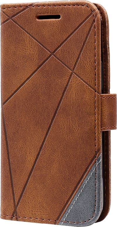 Hoesje geschikt voor iPhone 15 Plus - Bookcase - Pasjeshouder - Portemonnee - Patroon - Kunstleer - Bruin