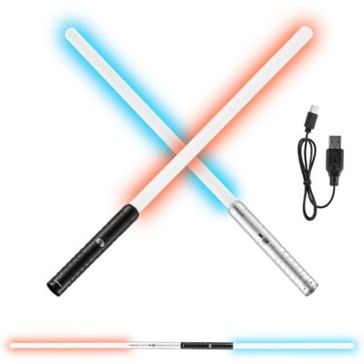 VEVOR Lightsaber Dueling Lightsaber 775 mm 2 stuks met 7 RGB-kleuren en 4 geluidsmodi en realistisch handvat, oplaadbaar lichtzwaard voor volwassenen Kerstmis Halloween cosplay verjaardag
