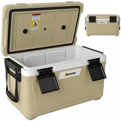 Outsunny Cooler Box-HDPE, PU-schuim-66,6L x 38,5B x 40H cm-Khaki