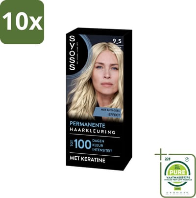 10 x SYOSS - Coloration 9-5 Frozen Pearl Blonde - Haarverf - Grijsdekking - Vermindert Haarbreuk - Grootverpakking - Permanente Haarkleuring - Haarkleur - Grijsdekking - Keratine - Blond
