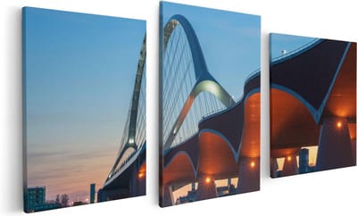 Artaza Canvas Schilderij Drieluik Oversteek Brug in Nijmegen - 120x60 - Foto Op Canvas - Canvas Print