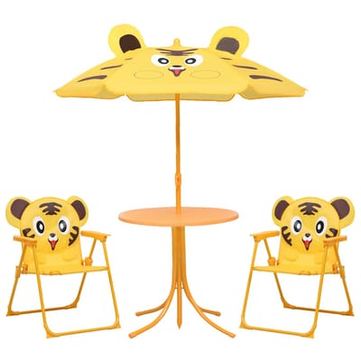 vidaXL - 3-delige - Bistroset - voor - kinderen - met - parasol - geel