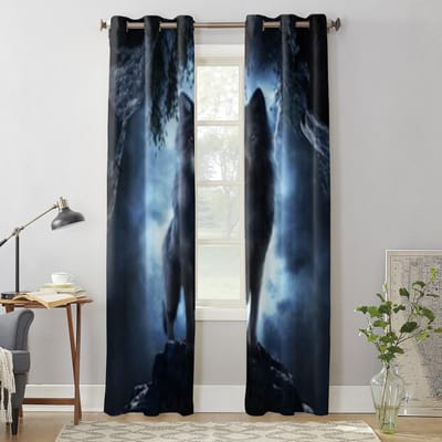 Wolf Lucht Nachtzicht Raamgordijn Voor Woonkamer Slaapkamer Decoratie Gordijnen Luxe Keuken Valgordijnen 135W x 60H(cm) x1