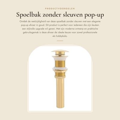 Dailygoods- Spoelbak Pop-up Afvoer zonder Overloop - Afvoerplug - Messing - Zilverchroom/Zwartchroom - Gewicht 347 g - Geschikt voor Renovatie