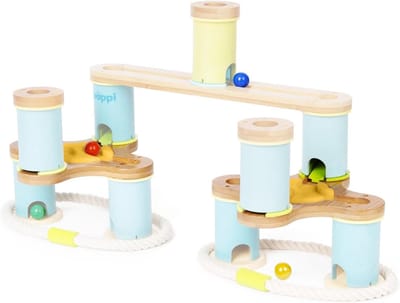 Knikkerbaan Uitbreiding - Marmeren Run Accessoire - Creatief Spelen - Met Draaiende Bruggen - 6 Knikkers - Multicolor
