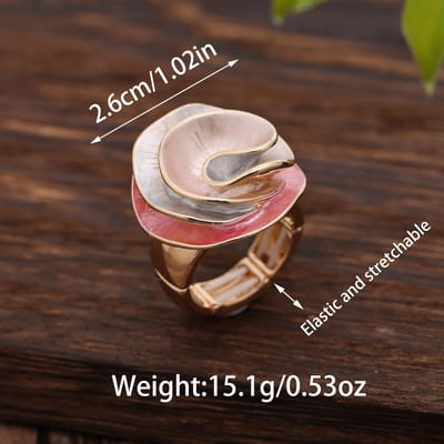Charmante Emaille Bloemenring met een Elegante en Luxe Verstelbare Band in Vijf Kleuren, Perfect als Valentijnsdagcadeau voor Dagelijks Gebruik