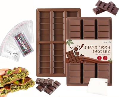 Siliconen Chocoladevormen Set van 2 - Niet Plakkerige Bakvorm voor Chocolade, Bonbons en Snoepjes, Voedselveilige Diepe Mallen voor Creatieve Bakprojecten