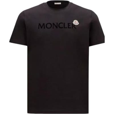 Moncler SS22 Effen Kleur Ronde Hals Pullover Korte Mouw T-shirt Heren Tops Zwart H2-091-8C00025-8390T-999 L black