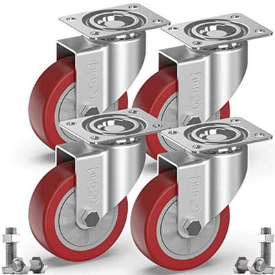 Zware Zwenkwielen 100mm - 600kg Laadvermogen - 4 Stuks Rubber Wielen voor Meubels - Perfect voor Vloeren