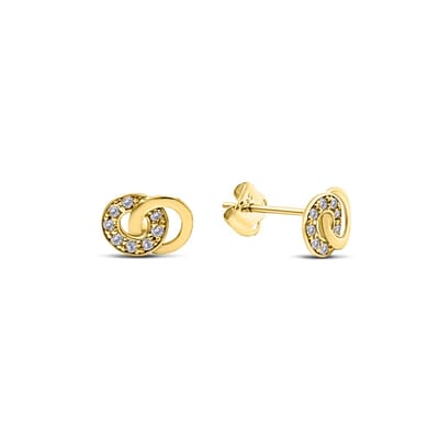 New Bling 9NBSAM-G230236 Gouden Oorknopjes met Zirkonia - Cirkels - 7,2x5,2mm - 14 Karaat - Goud