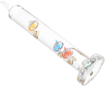 Galileo Thermometer - Glazen Temperatuurmeter - Kamertemperatuur Meten - Kleurrijke Drijvende Bollen - 18 cm Hoog - Multicolor