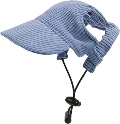 Honden Zonnehoed - Huisdier Pet - Zomerse Bescherming - Verstelbare Kinband - Maat M - Blauw
