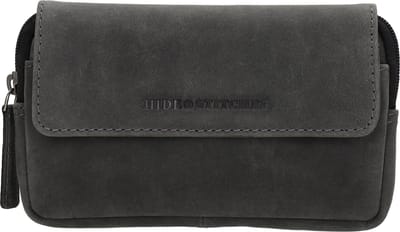 Hide & Stitches Idaho Telefoontasje - Bevestiging aan je Riem - Veilig & Praktisch - Leren Dames Tas - Zwart