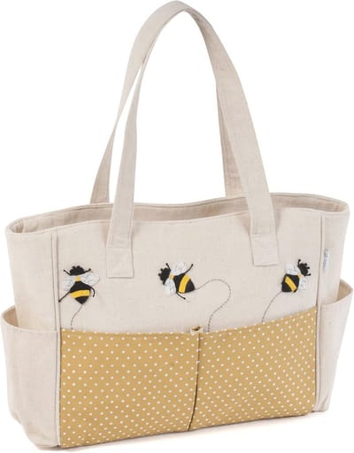 Ambachtelijke Tas met Bijen-Applique - Perfect voor Hobbyprojecten - 13 x 36 x 31 cm