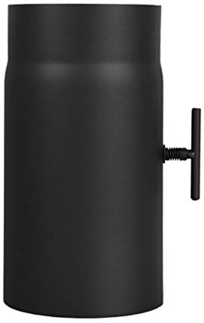 Verlengde Kachelpijp 250 mm met Smoorklep - Ø 150 mm - Zwart - Rookpijp met Klep