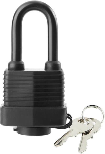 Waterdicht hangslot - 3 sleutels per slot - Sterk gelamineerd stalen huis - Breedte 4,8 cm - Lang hangslot - 2-pack