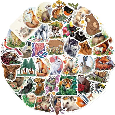 50 Pièces Autocollants Animaux de Dessin Animé Forêt Pour Ordinateur Portable Téléphone Guitare Bagages Autocollants Graffiti Imperméables Autocollant Collection Animaux
