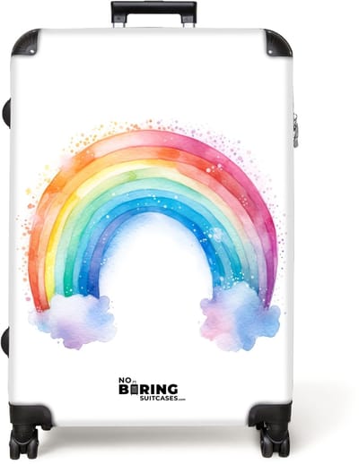 NoBoringSuitcases.com® - Koffer groot - Reiskoffer lichtgewicht - Regenboog - Kinderen - Meisje - Rolkoffer met 4 wielen - Grote trolley XL - 98 liter bagage