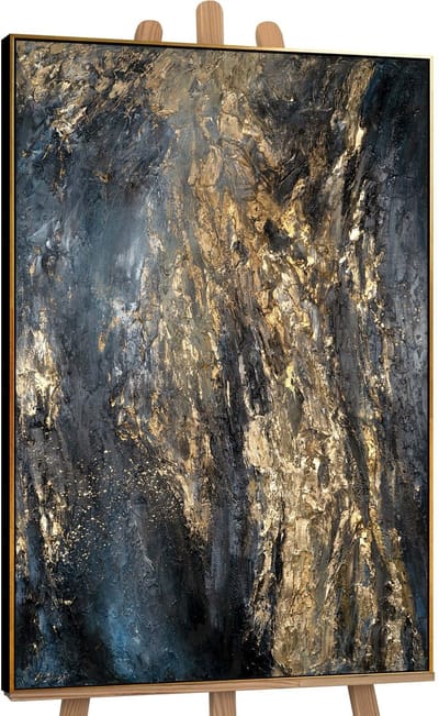 Canvas schilderij landschapsformaat handgeschilderd azuur blauw abstract – YS-Art Gallery – Rustgevende wanddecoratie voor woonkamer – Modern schilderij voor slaapkamer en hal