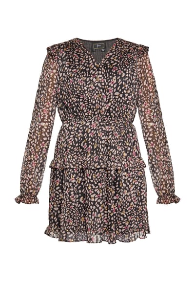 Faina Jurk Dames Zwart Veelkleurig
