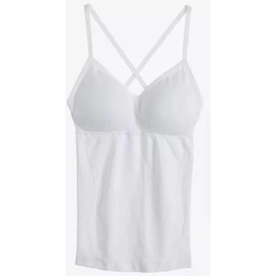 Camisole Femme avec Coussin de Poitrine Sous-Vêtements Froncés Chemise Mince Sexy Basique Femme one size blanc