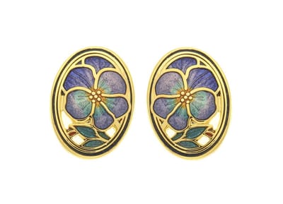 Behave - Oorstekers dames - bloemmotief - paars en blauw - 2 cm