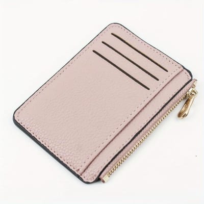 Porte-cartes en PU Grande capacité ultra-fin exquis simple multi-cartes porte-monnaie carte d'identité carte de crédit sac rose clair
