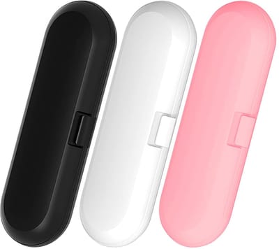 Reisetui Elektrische Tandenborstel - 3 stuks - Tandenborstel Etui - Universele - Opbergdoos - Tandenborstel Koker - Tandenborstelhouder - Opbergen - Meenemen - Roze/Wit/Zwart - 22.5*7*4 cm