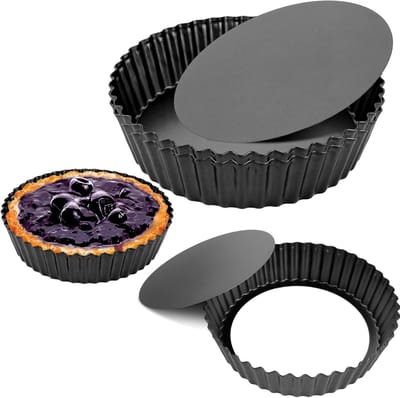 4 stuks extra hoge taartvormen met hefbodem 24 cm, ideaal voor quiche en taarten
