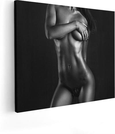 Artaza Canvas Schilderij Vrouw Naakt - 50x40 cm - Muurdecoratie Woonkamer - Wanddecoratie Sensueel - Schilderijen Op Canvas Erotiek