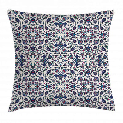 ABAKUHAUS Arabeske Kussenhoes – 60x60 cm – Dubbelzijdig bedrukt – Rits, Vermilion Indigo