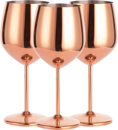 Fjesta© RVS Wijnglazen - 50cl - Roségoud - 3 Stuks