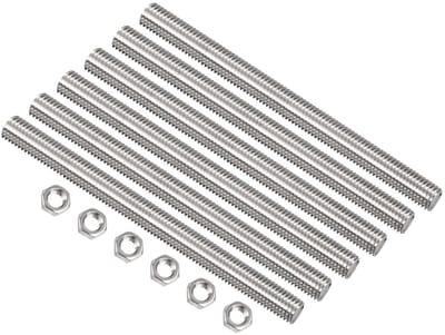 15 stuks M10 x 350 mm volledige schroefdraad staaf met zeskantige moeren van 304 roestvrij staal voor sterke bevestiging en duurzaamheid