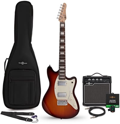 Seattle Select elektrische gitaar Sunburst, 10W gitaarversterker & accessoirepakket