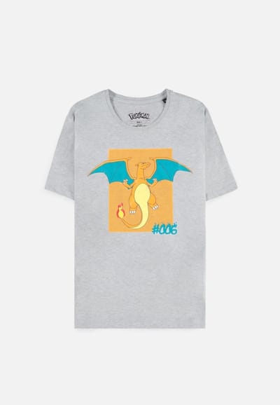 Pokémon Heren Tshirt -S- Charizard Grijs
