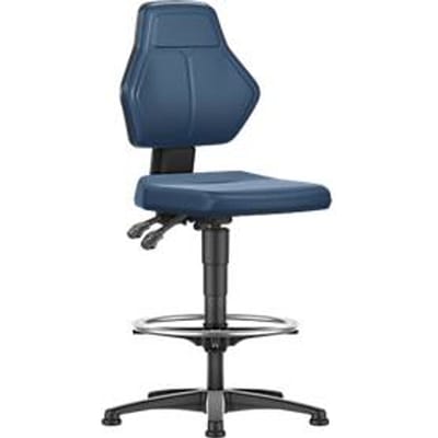Werkstoel Allrounder, zonder armleuningen, permanent contact, met glijders, kunstleer blauw