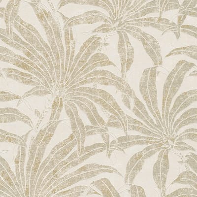 Natuur behang Profhome 395015-GU vliesbehang gestructureerd in jungle stijl en metalen accenten beige goud zilver 5,33 m2