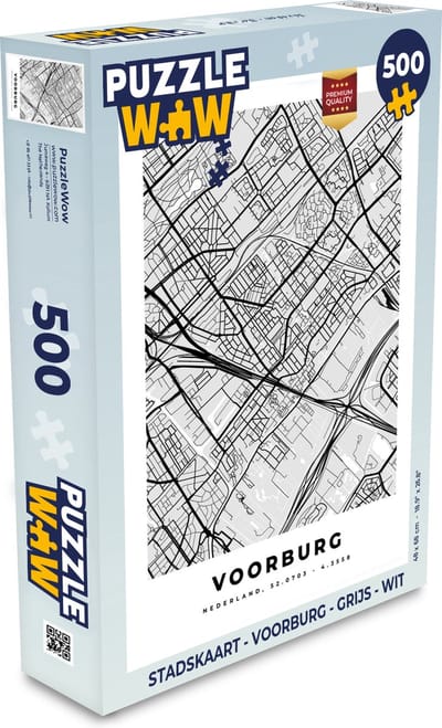 Puzzel Stadskaart - Voorburg - Grijs - Wit - Legpuzzel - Puzzel 500 stukjes - Plattegrond