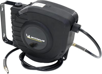 Automatische Slanghaspel - Slangoprolsysteem - Perslucht Gebruik - 180 Graden Draaibaar - 9 meter - Zwart