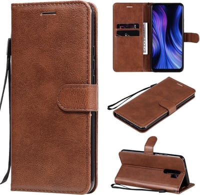 Coverup Hoesje - Geschikt voor Xiaomi Redmi 9 Hoesje - Coverup Book Case - Bruin