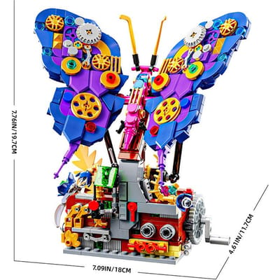 594 STUKS Mechanische Vlinder Blok Speelgoed Sets Assemblage Puzzel Constructible Bureau Kerstcadeaus blue
