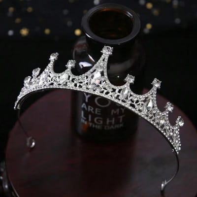 1 st Mode Roze Kleur Prinsessen Kroon Haarband met Strass voor Verjaardagsfeest Koninklijke Tiara's Kostuum Kroon Haar Krans Hoofddeksel one-size black