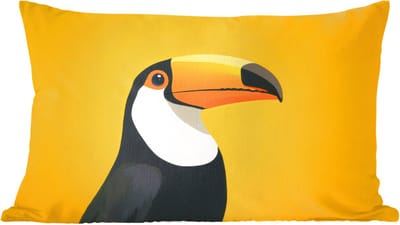 Sierkussens - Kussentjes Woonkamer - 60x40 cm - Toekan - Minimalistisch - Snavel - Oranje