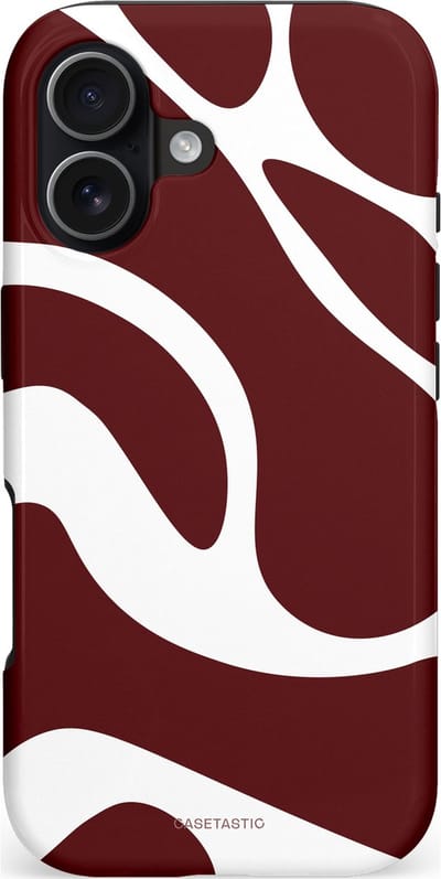 Casetastic hoesje geschikt voor Apple iPhone 17 - MagSafe - Dubbellaagse bescherming - Bordeaux Swirl - Fashion Case - Bordeaux Wit