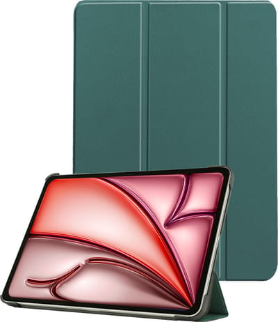 Hoes - Geschikt voor Apple iPad Air (2024/2025/2026) - 11 inch - Dun & Stevig - Trifold Bookcase - Hard Cover - Hardcover Book Case - Tablet Hoesje - Donkergroen